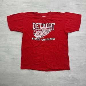 Vintage Detroit Red Wings‎ Shirt Mens Large Red NHL Hockey Puck Logo Sportswear